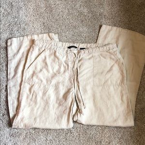 Moda internal drawstring khaki linen pants